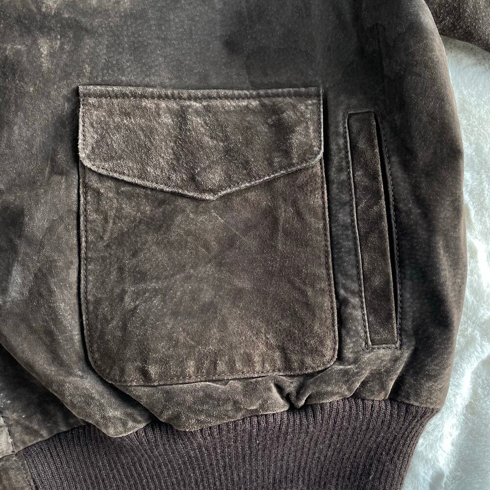🔥VTG Global Identity G III Suede Bomber Jacket Rusty Brown Moto Utility XXL - Picture 13 of 15